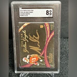 2014 Topps Five Star MIKE EVANS Golden Graphs On Card Rookie Auto 5/25 HOF SGC 8
